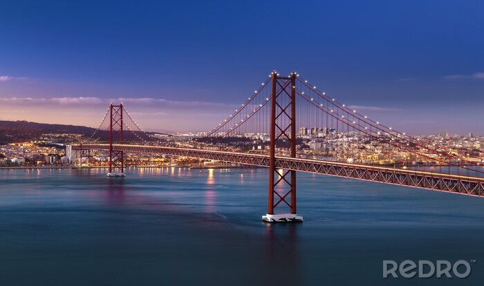 Tableau  Lisbonne Portugal et le pont de nuit