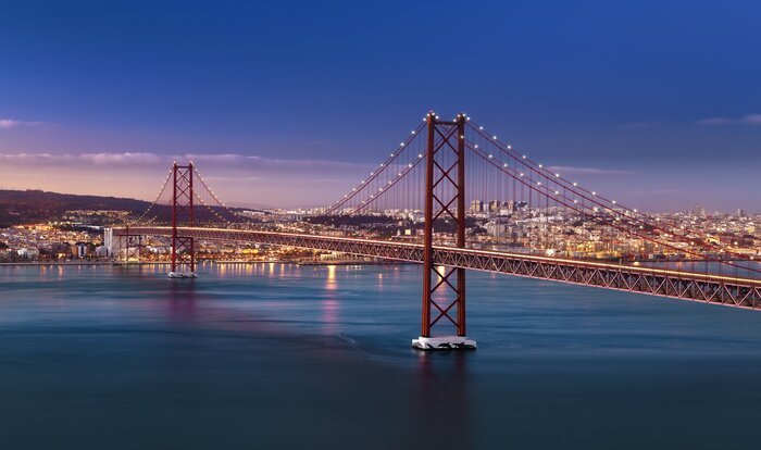 Tableau  Lisbonne Portugal et le pont de nuit