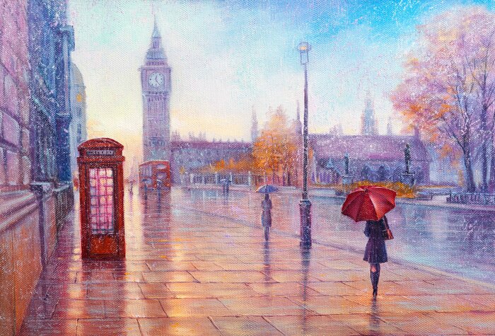 Tableau  Londres aux couleurs pastel