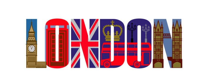 Tableau  Londres inscription rouge