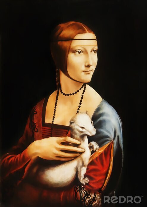 Tableau  Ma propre reproduction de peinture Lady with a Ermine par Leonardo da Vinci. Effet graphique.