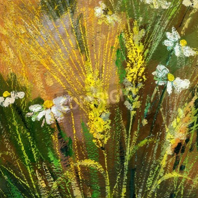 Tableau  Maïs et fleurs impressionnisme