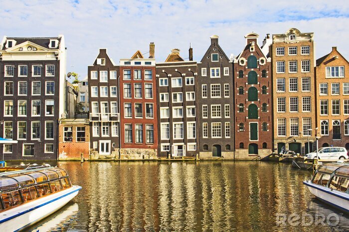 Tableau  Maisons de ville et canal à Amsterdam