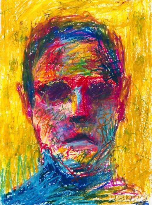 Tableau  Man abstract portrait hand drawn color illustration