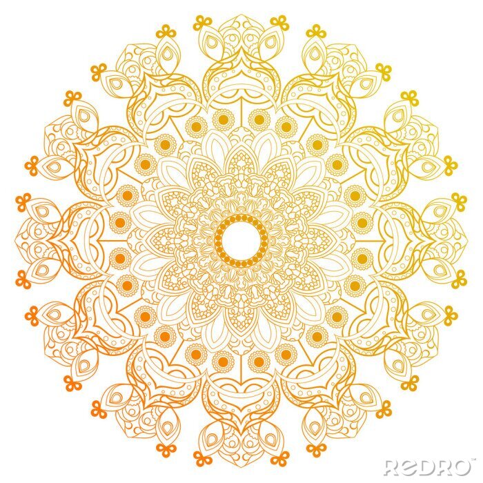Tableau  Mandala rond jaune