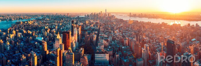 Tableau  Manhattan et panorama au coucher du soleil