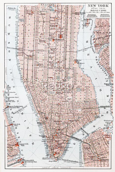 Tableau  Manhattan sur une carte ancienne