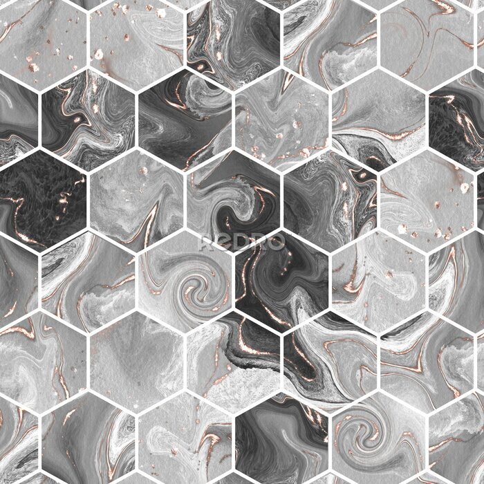 Tableau  Marbre gris hexagonal