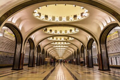 Tableau  Mayakovskaya metro station in Moscow, Russia