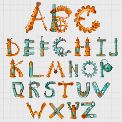 Tableau  Mechanic Alphabet Colored