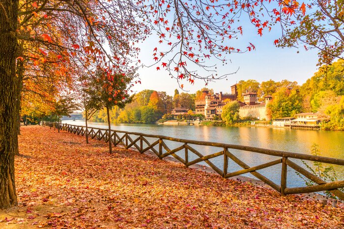 Tableau  Medieval Castle in Turin, Italy.