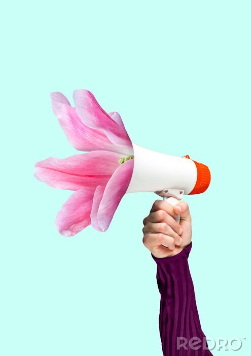 Tableau  Mégaphone magnifique avec des fleurs