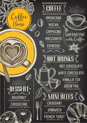Tableau  Menu d'un café vintage