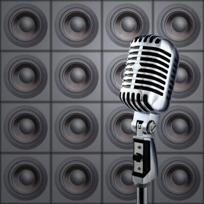 Microphone et haut-parleurs avec musique