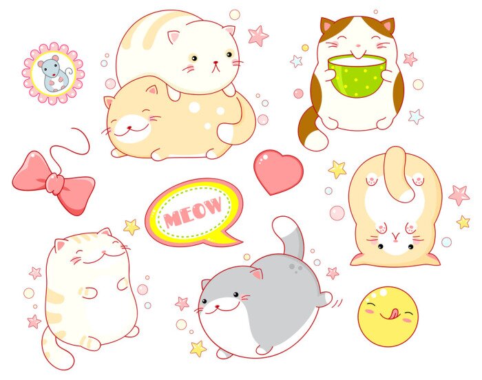 Tableau  Mignons chats kawaii