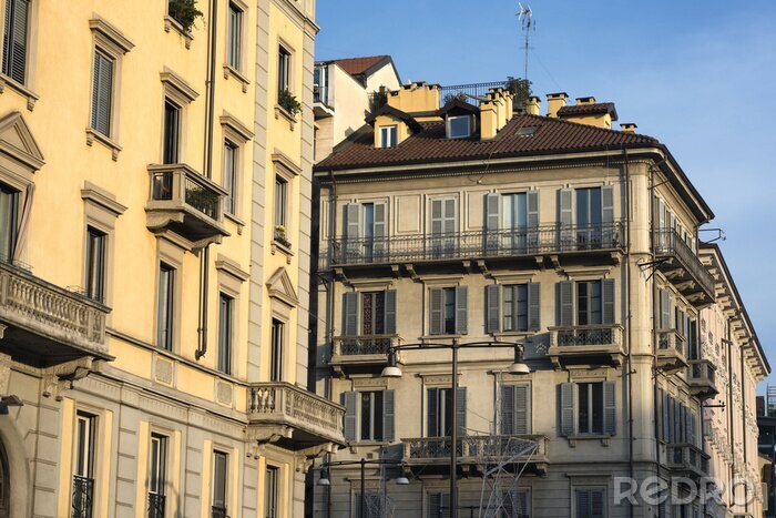 Tableau  Milan (Italie): vieux bâtiments résidentiels