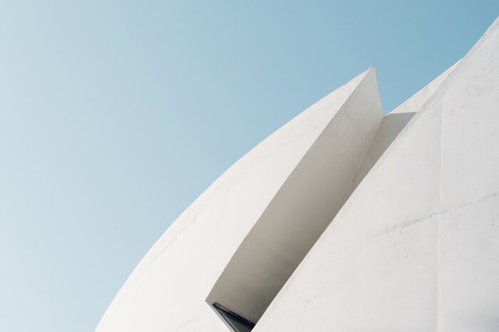 Tableau  Minimalistic architecture facades blue background