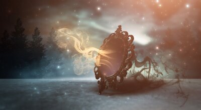 Miroir magique dans la forêt