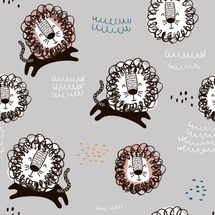 Tableau  Modèle avec des lions dans un style scandinave