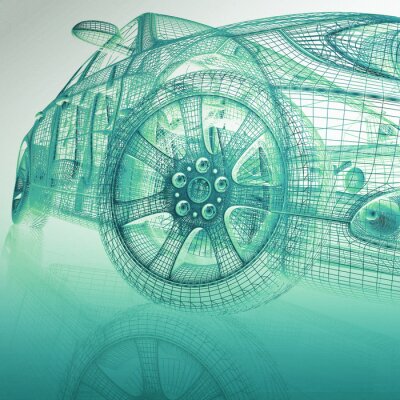 Tableau  Modèle informatique 3D d'une voiture