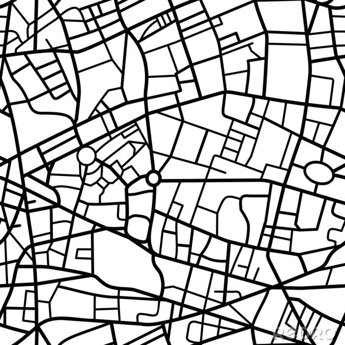 Tableau  Modèle sans couture abstraite d'une carte de ville fictive