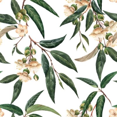 Modèle sans couture aquarelle durian vecteur tropical