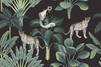 Modèle vintage avec des animaux sauvages dans la jungle