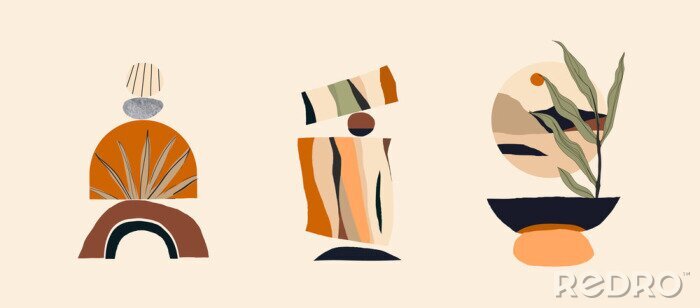 Tableau  Modern minimalist abstract aesthetic illustrations. Bohemian style wall decor. Collection of contemporary artistic posters. 