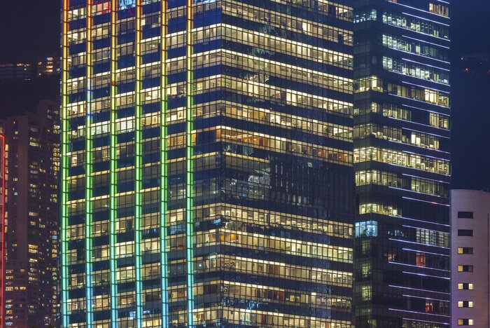 Tableau  Moderne, bureau, bâtiments, Hong, kong, ville