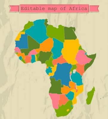 Tableau  Modifiable carte de l'Afrique avec tous les pays.