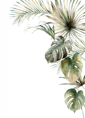 Monstera et feuilles de palmier