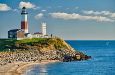 Tableau  Montauk Lighthouse and beach, Long Island, New York, USA.