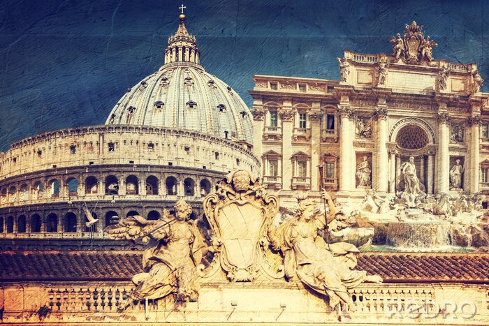 Tableau  monuments de Rome - image dans le style rétro artistique