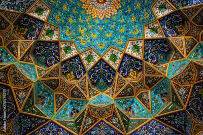 Tableau  moroccan mosaic decoration. Traditional Arabic Islamic motif Background. Mosque decoration element