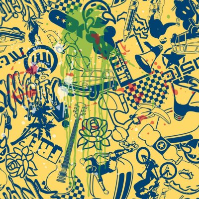 Mosaïque de dessins sur un mur