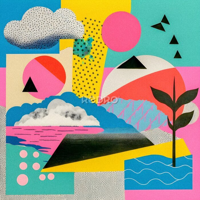 Tableau  Mosaïque pop colorée