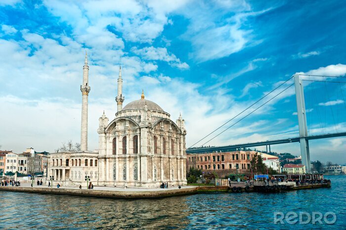 Tableau  Mosquée Ortaköy et le pont du Bosphore, Istanbul, Turquie.