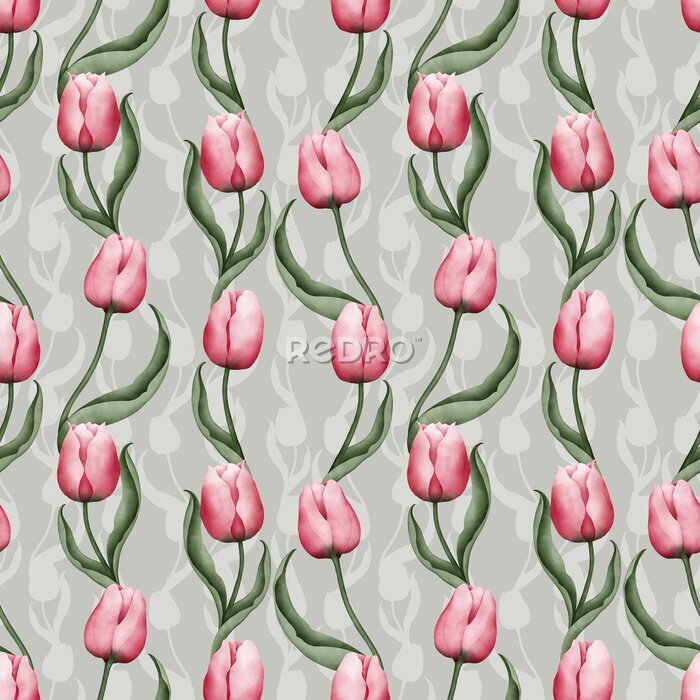 Tableau  Motif abstrait de tulipes roses