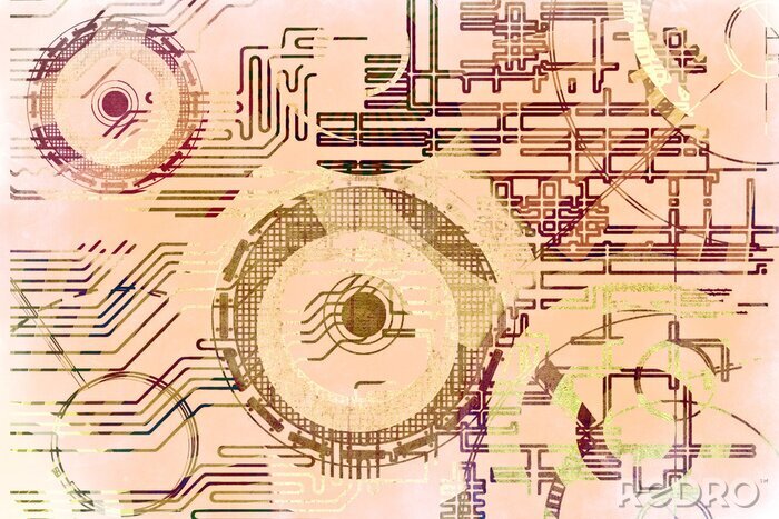 Tableau  Motif abstrait teintes rétro