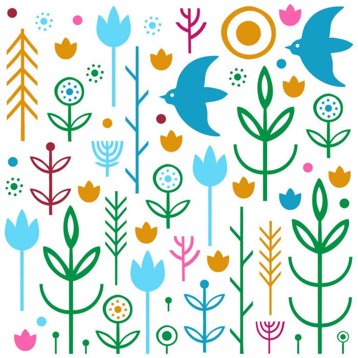 Tableau  Motif d'art populaire dans le style nordique scandinave