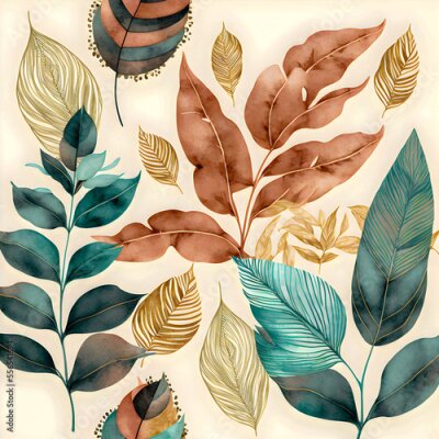 Tableau  Motif de feuilles à l&#39;aquarelle