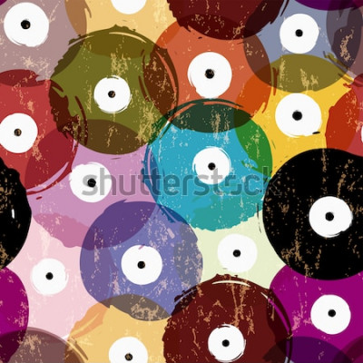 Tableau  Motif de fond de disques sans couture vinyle, illustration vectorielle
