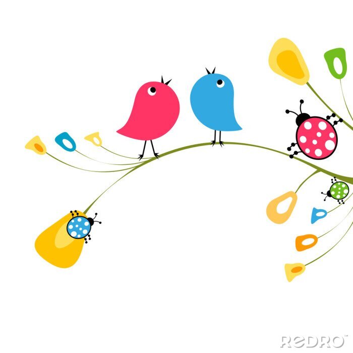 Tableau  Motif enfantin avec des oiseaux