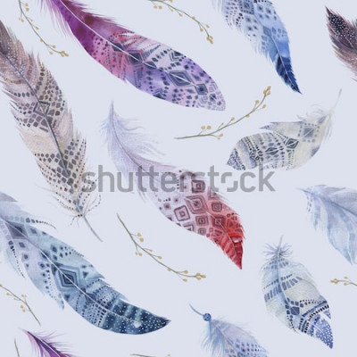 Tableau  Motif ethnique avec des plumes