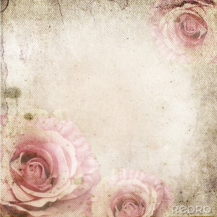 Tableau  Motif floral vintage avec des fleurs roses