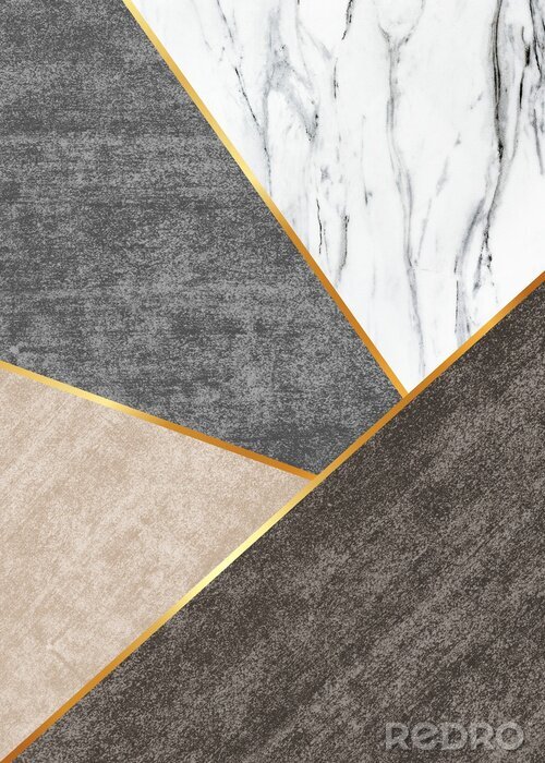 Tableau  Motif géométrique et effet marbre