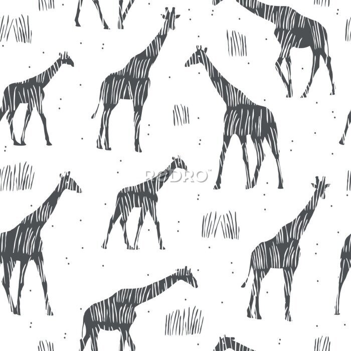 Tableau  Motif minimaliste avec des girafes