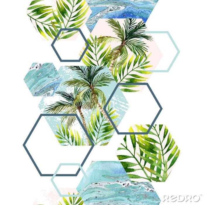 Tableau  Motif naturel et figures géométriques