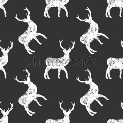 Tableau  Motif noir et blanc avec des cerfs