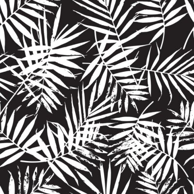 Tableau  Motif noir et blanc avec des feuilles de palmier
